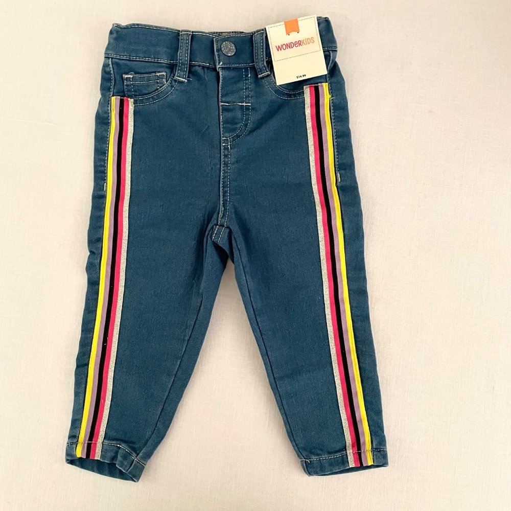 WonderKids Infant Toddler Girls Jeans sz 18 mo New Embellished